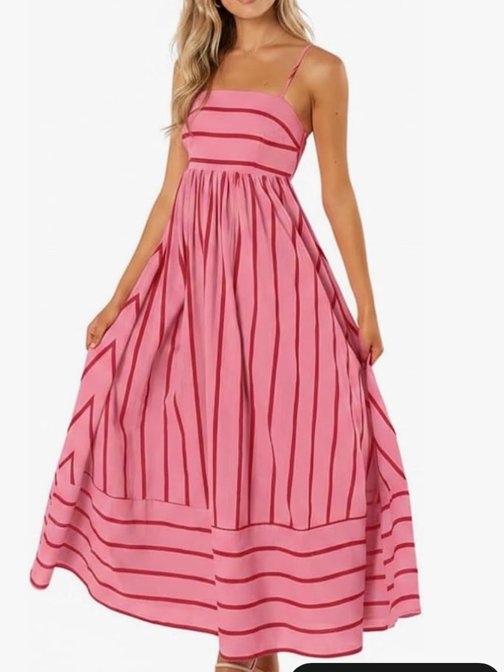 <Amazon> Pink Striped Maxi Dress